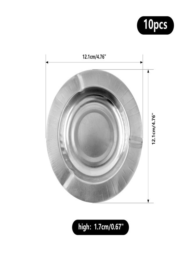 Lilaly 10-Pack Ashtray Round Cigar Ash Tray Stainless Ashtray for Indoor Outdoor Patio 4.5 inch Ashtray - Image 2